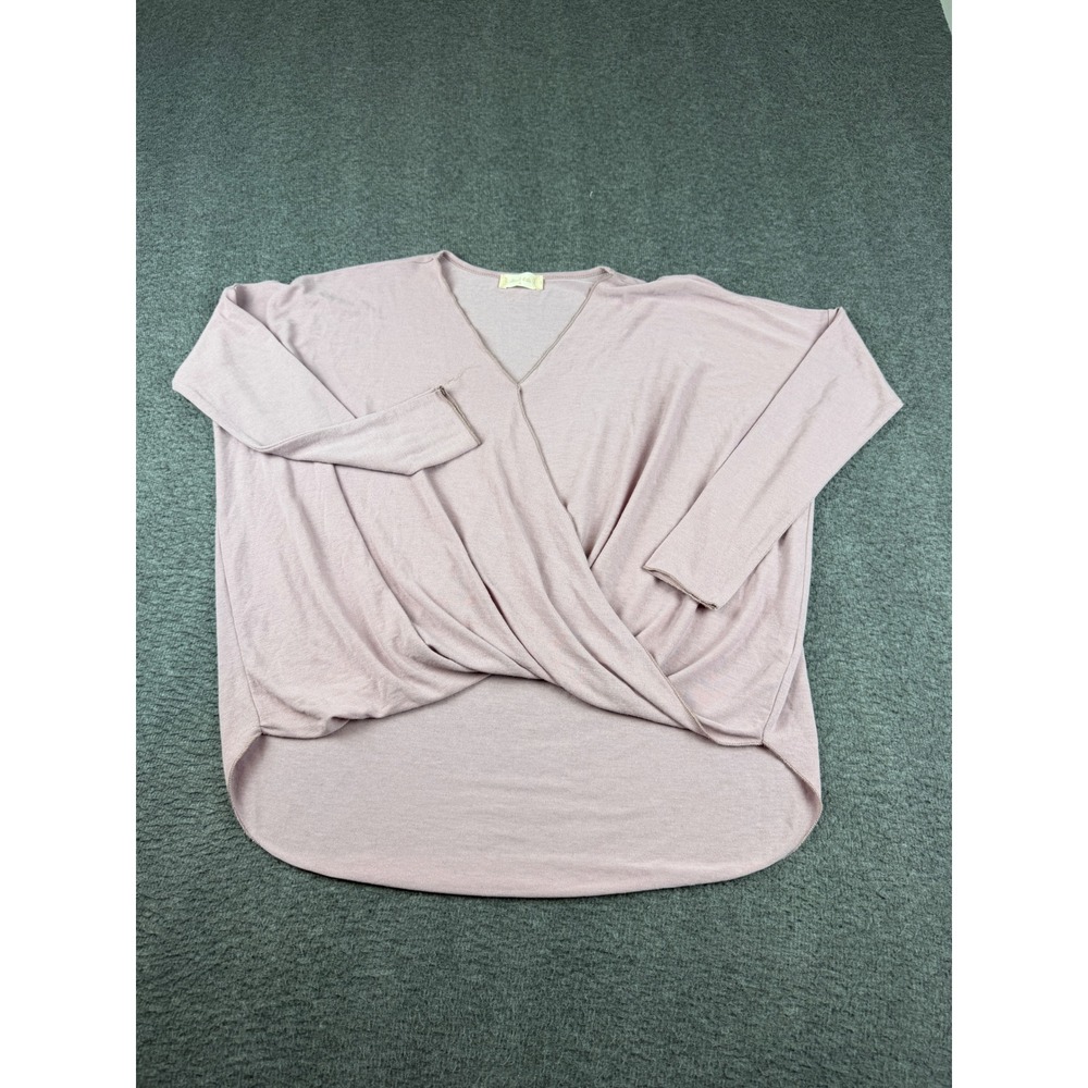 Altar'd State Wrap Front Top Women's Small Pink Long Sleeve V-Neck RA10043-1